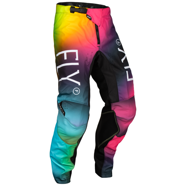 Fly Racing 2024 Youth Kinetic Prodigy Pants (Fuschia/Electric Blue/Hi-Viz) Front Right