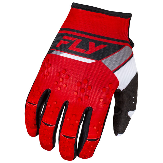 Fly Racing 2024 Youth Kinetic Prix Gloves (Red/Grey/White) Back