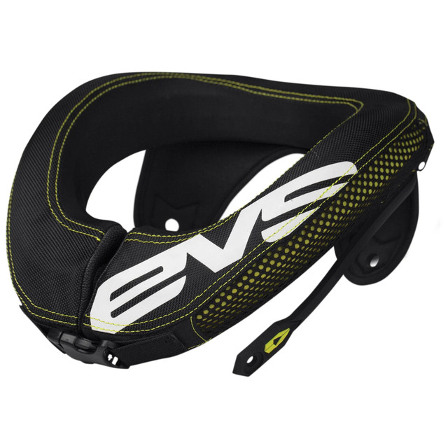 EVS R3 Neck Protector Including Armour Straps Youth (Black/Hi-Viz Yellow) One Size Front