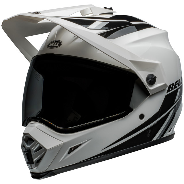Bell MX 2024 MX-9 Adventure Mips Adult Helmet (Alpine White/Black) Front Left Dark Visor