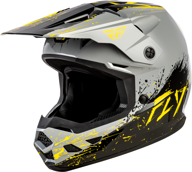 Kinetic Youth Drip Helmet Grey/Black/Yellow