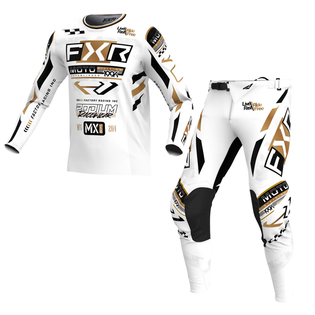 FXR Podium Gladiator MX Kit Combo - White / Black / Gold