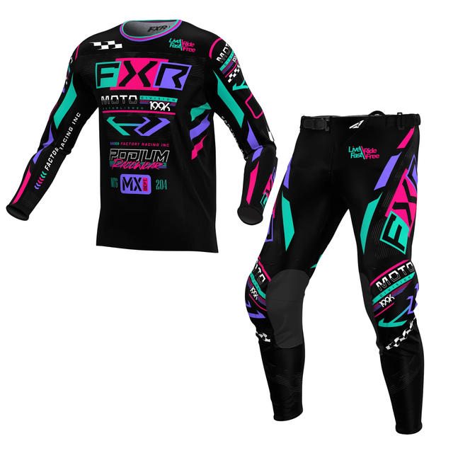 FXR Podium Gladiator MX Kit Combo - Black / Coral / Mint