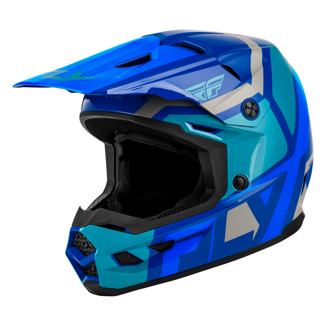 Fly Racing Youth Kinetic Scrap Helmet - Blue / Light Blue / Grey