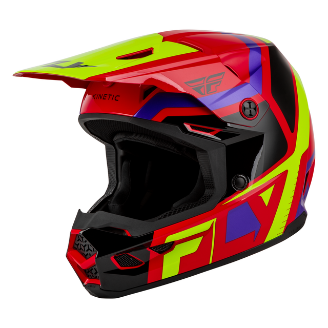 Fly Racing Youth Kinetic Scrap Helmet - Red / Hi-Vis / Purple / Black