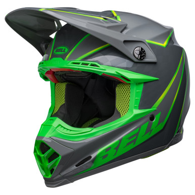 Bell MX 2023 Moto-9S Flex Adult Helmet (Sprite Grey/Green) | RaceFX