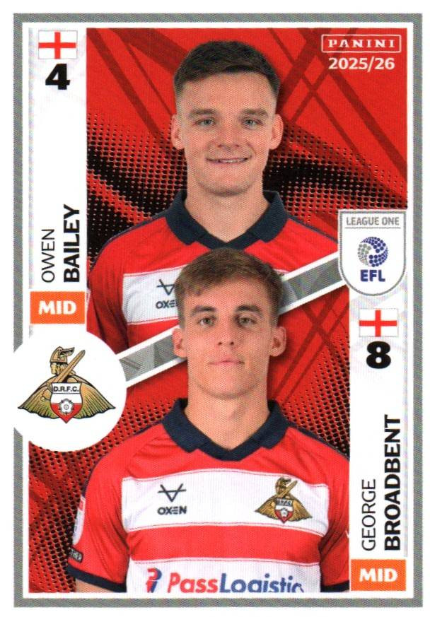 #545 Owen Bailey/ George Broadbent (Doncaster Rovers) Panini EFL 2025/ ...