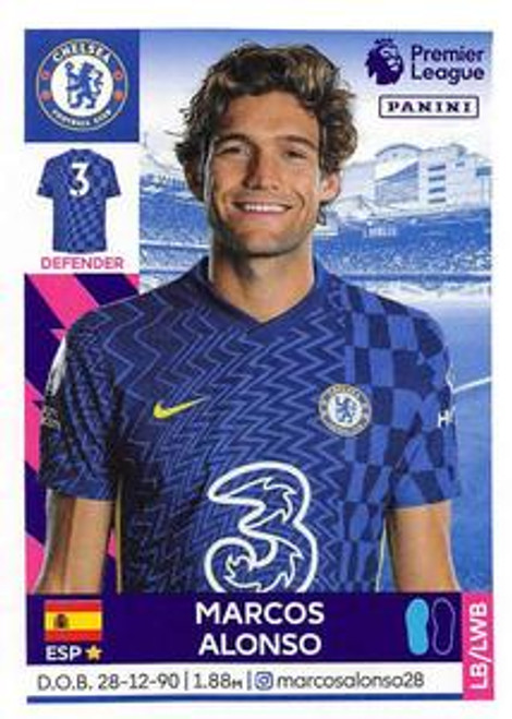 #172 Marcos Alonso (Chelsea) Panini Premier League 2022 Sticker Collection