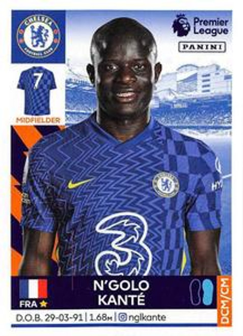 #181 N'Golo Kante (Chelsea) Panini Premier League 2022 Sticker Collection