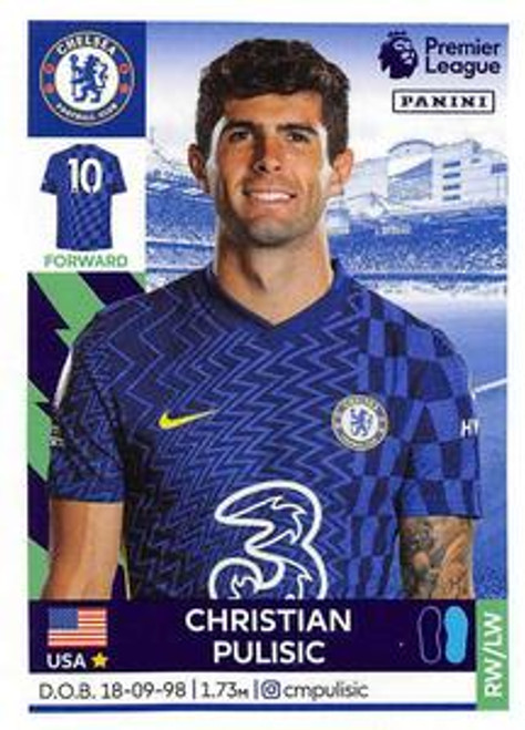 #189 Christian Pulisic (Chelsea) Panini Premier League 2022 Sticker Collection