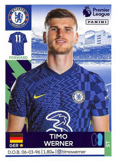 #190 Timo Werner (Chelsea) Panini Premier League 2022 Sticker Collection