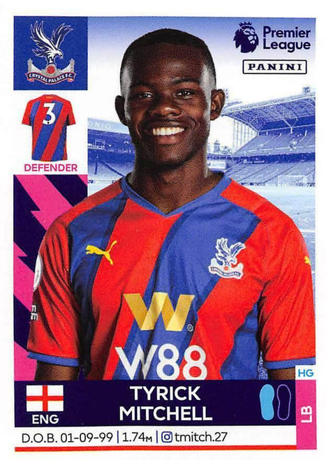 #201 Tyrick Mitchell (Crystal Palace) Panini Premier League 2022 Sticker Collection