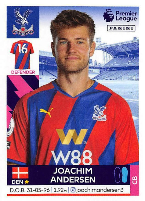 #204 Joachim Andersen (Crystal Palace) Panini Premier League 2022 Sticker Collection