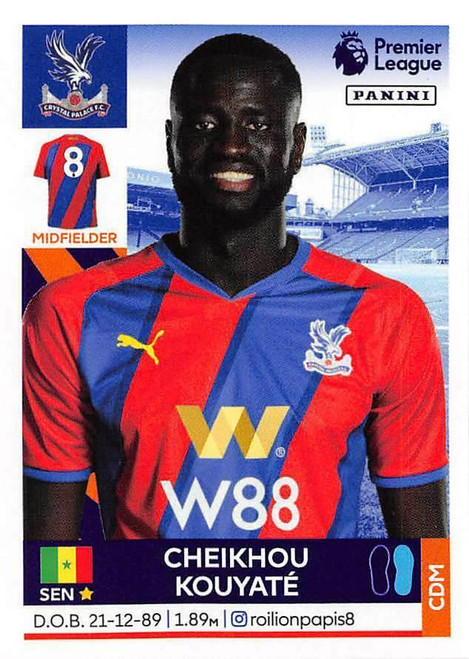 #208 Cheikhou Kouyaté (Crystal Palace) Panini Premier League 2022 Sticker Collection