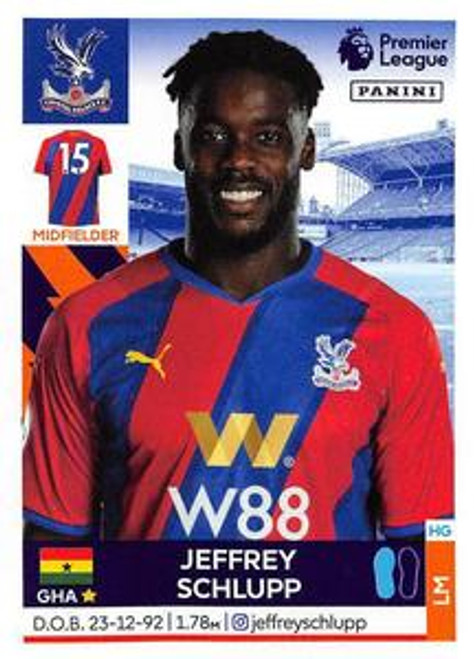 #212 Jeffrey Schlupp (Crystal Palace) Panini Premier League 2022 Sticker Collection