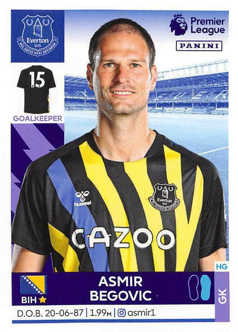 #228 Asmir Begovic (Everton) Panini Premier League 2022 Sticker Collection