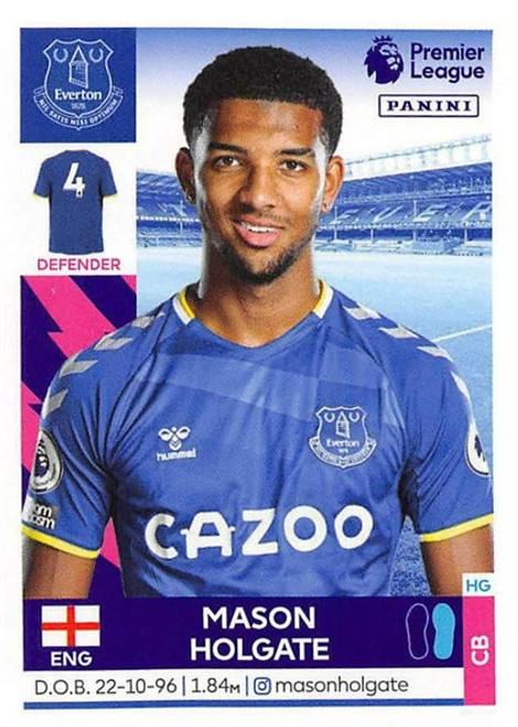 #230 Mason Holgate (Everton) Panini Premier League 2022 Sticker Collection
