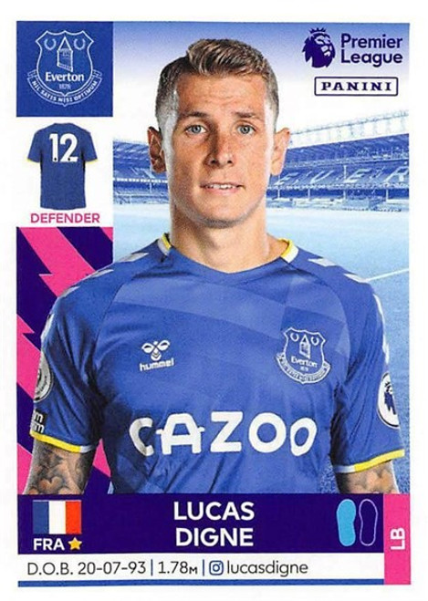 #232 Lucas Digne (Everton) Panini Premier League 2022 Sticker Collection