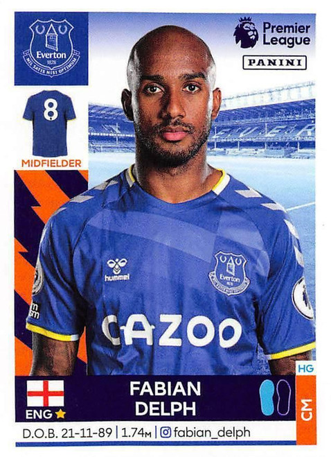 #237 Fabian Delph (Everton) Panini Premier League 2022 Sticker Collection