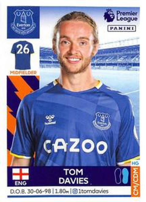 #242 Tom Davies (Everton) Panini Premier League 2022 Sticker Collection