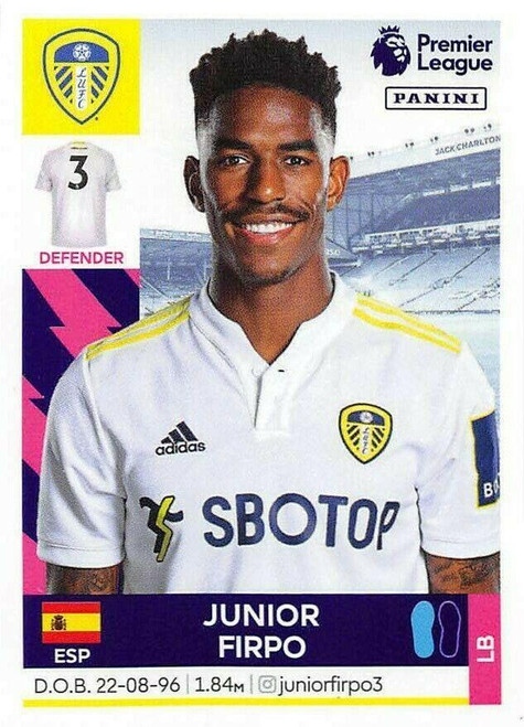 #259 Junior Firpo (Leeds United) Panini Premier League 2022 Sticker Collection
