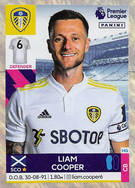 #261 Liam Cooper (Leeds United) Panini Premier League 2022 Sticker Collection