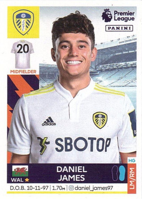 #269 Daniel James (Leeds United) Panini Premier League 2022 Sticker Collection