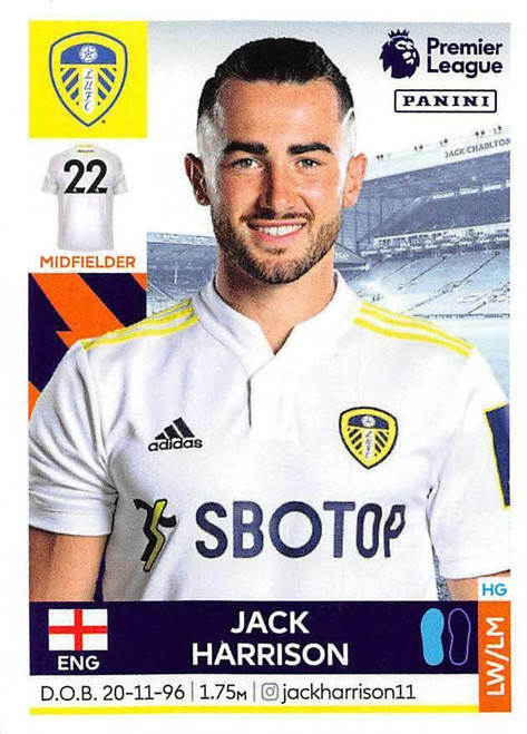 #270 Jack Harrison (Leeds United) Panini Premier League 2022 Sticker Collection