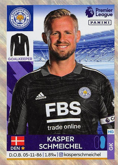 #285 Kasper Schemichel (Leicester City) Panini Premier League 2022 Sticker Collection