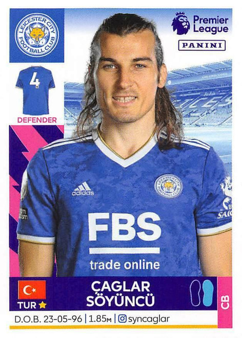 #289 Caglar Soyuncu (Leicester City) Panini Premier League 2022 Sticker Collection