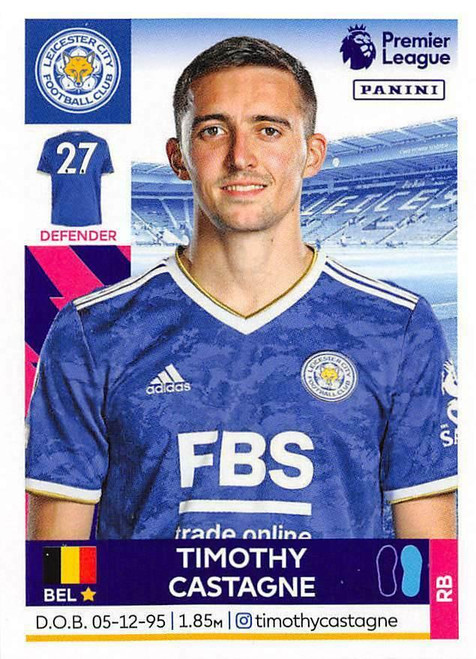 #294 Timothy Castagne (Leicester City) Panini Premier League 2022 Sticker Collection