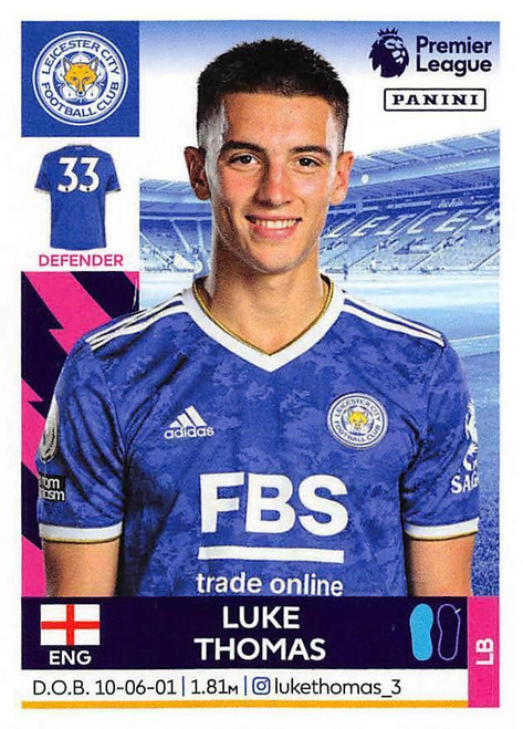 #295 Luke Thomas (Leicester City) Panini Premier League 2022 Sticker Collection