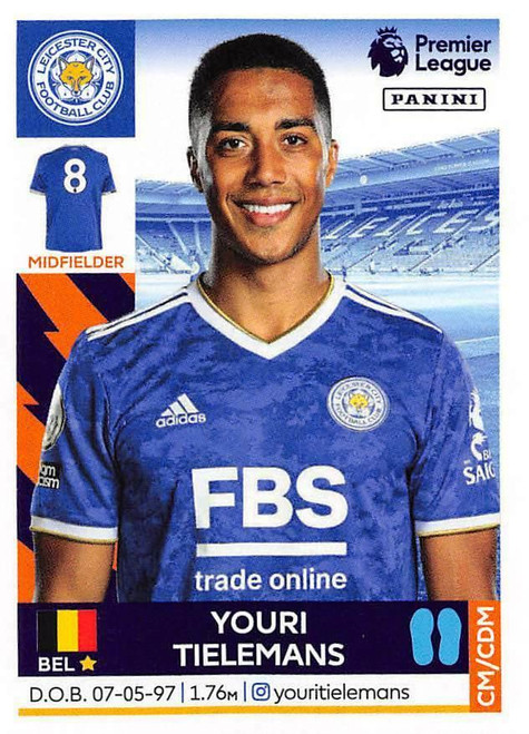 #298 Youri Tielemans (Leicester City) Panini Premier League 2022 Sticker Collection