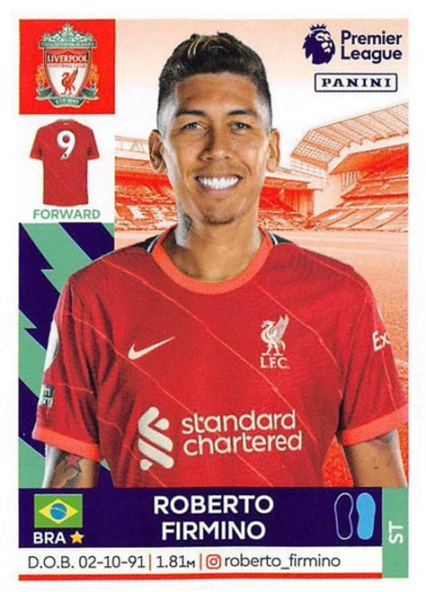 #366 Roberto Firmino (Liverpool) Panini Premier League 2022 Sticker Collection