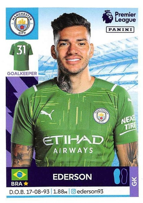 #378 Ederson (Manchester City) Panini Premier League 2022 Sticker Collection