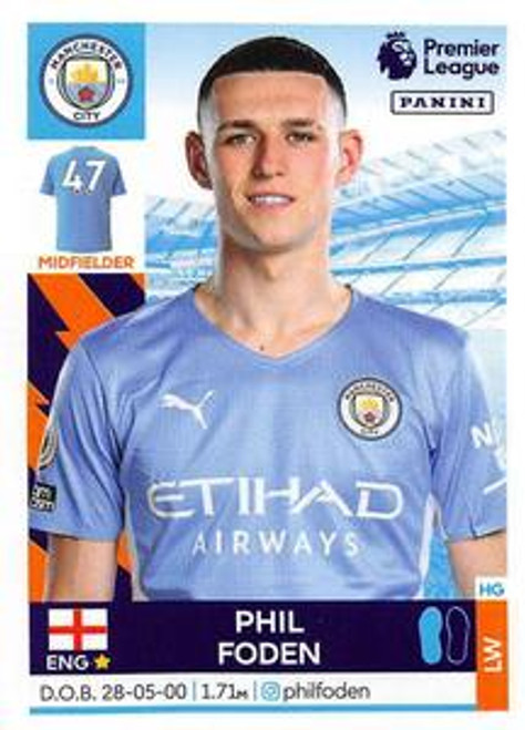 #395 Phil Foden (Manchester City) Panini Premier League 2022 Sticker Collection