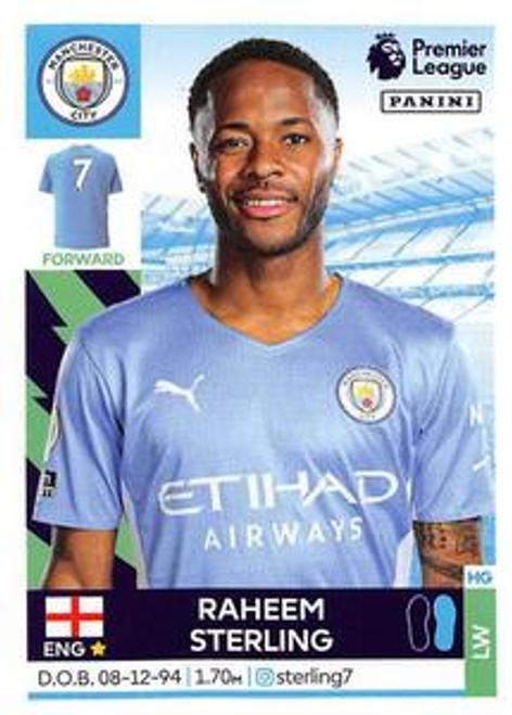 #397 Raheem Sterling (Manchester City) Panini Premier League 2022 Sticker Collection