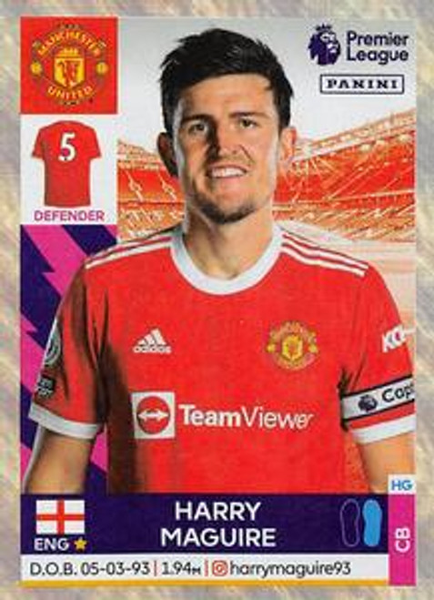 #409 Harry Maguire (Manchester United) Panini Premier League 2022 Sticker Collection