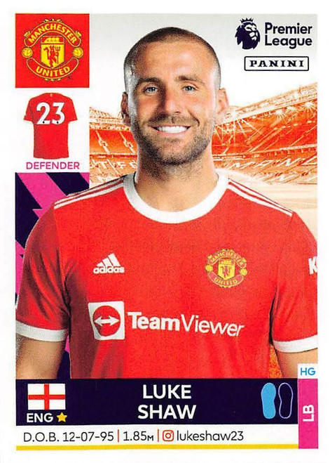 #412 Luke Shaw (Manchester United) Panini Premier League 2022 Sticker Collection