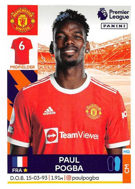 #414 Paul Pogba (Manchester United) Panini Premier League 2022 Sticker Collection