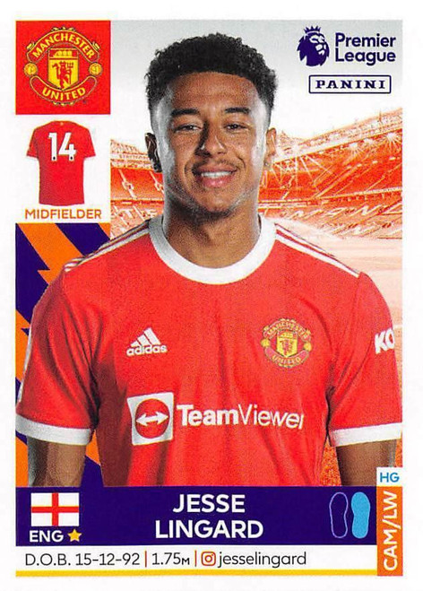 #416 Jesse Lingard (Manchester United) Panini Premier League 2022 Sticker Collection