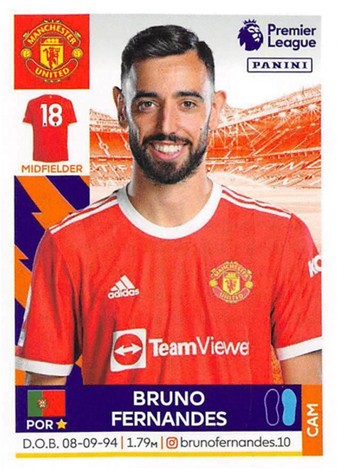 #419 Bruno Fernandes (Manchester United) Panini Premier League 2022 Sticker Collection