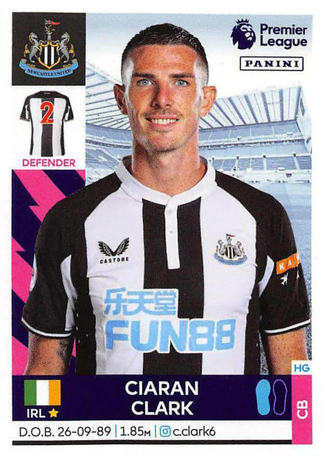 #437 Ciaran Clark (Newcastle United) Panini Premier League 2022 Sticker Collection
