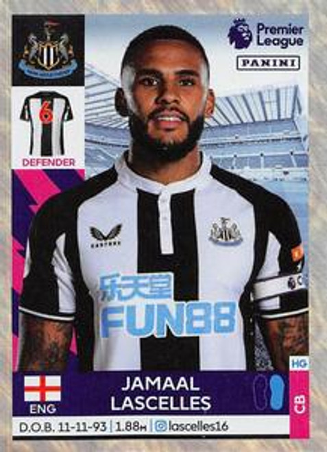 #440 Jamaal Lascelles (Newcastle United) Panini Premier League 2022 Sticker Collection