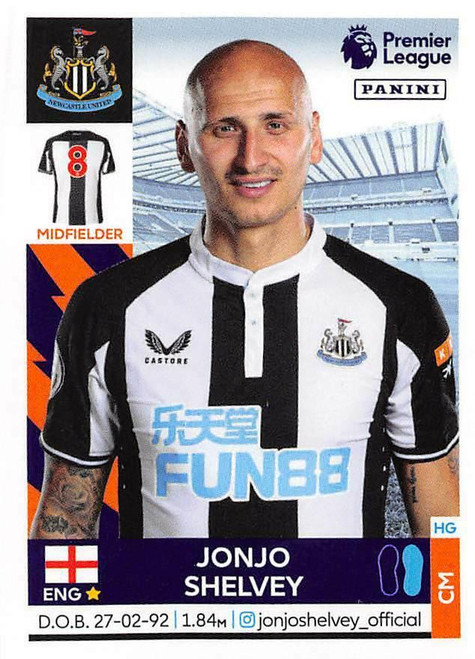 #445 Jonjo Shelvey (Newcastle United) Panini Premier League 2022 Sticker Collection