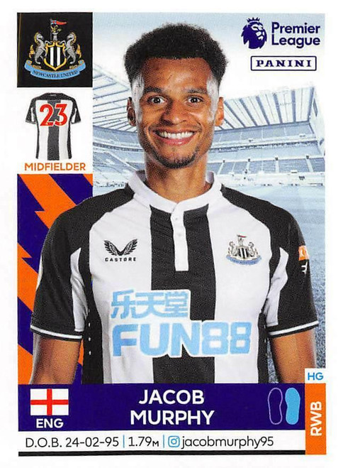 #450 Jacob Murphy (Newcastle United) Panini Premier League 2022 Sticker Collection
