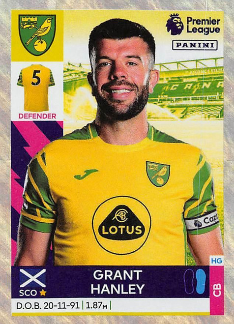 #469 Grant Hanley (Norwich City) Panini Premier League 2022 Sticker Collection