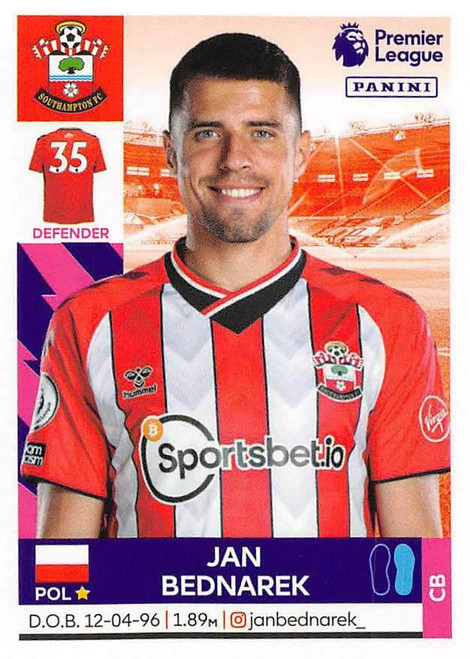 #501 Jan Bednarek (Southampton) Panini Premier League 2022 Sticker Collection