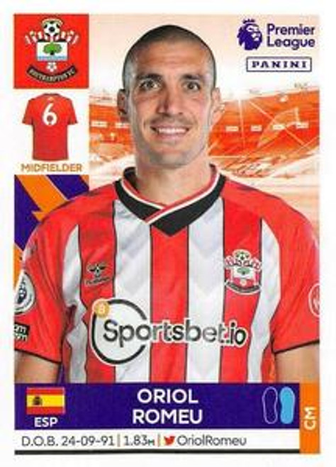 #502 Oriol Romeu (Southampton) Panini Premier League 2022 Sticker Collection