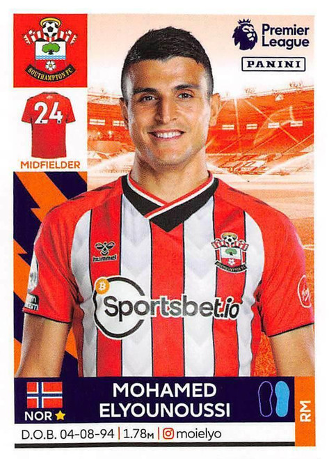#509 Mohamed Elyounoussi (Southampton) Panini Premier League 2022 Sticker Collection
